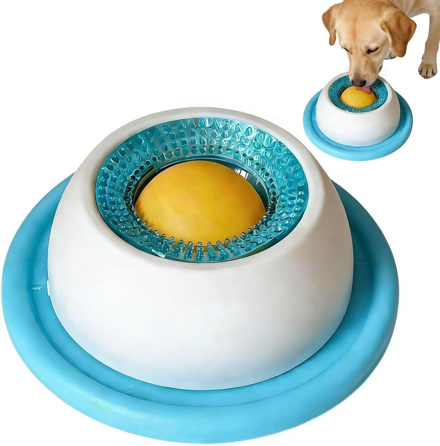 Dog Licking Bowl, Dog Lick Ball, Interactive Slow Feeder & Anxiety Relief Treat Dispenser with Non-Slip Base for Puppy Kitten Mental Stimulation.