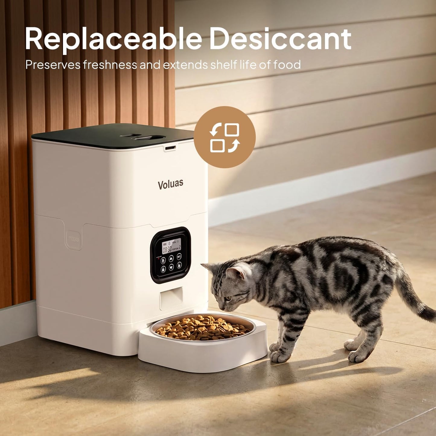 Automatic Cat Feeders - Timed Pet Feeder for Cats and Dogs with Dry Food Dispenser, Desiccant Bag, Programmable Portion Control, 4 Daily Meals, 10S Voice Recorder