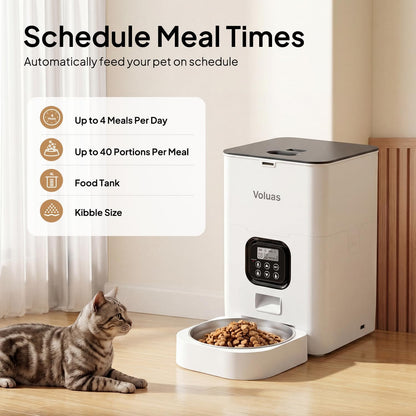 Automatic Cat Feeders - Timed Pet Feeder for Cats and Dogs with Dry Food Dispenser, Desiccant Bag, Programmable Portion Control, 4 Daily Meals, 10S Voice Recorder