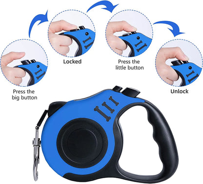 Retractable Dog Leash 16 FT Dog Walking Leash for Medium Large Dogs up to 110Lbs One Button Break & Lock Heavy Duty No Tangle