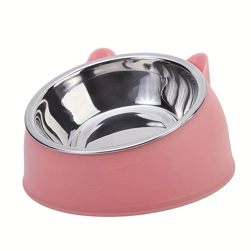 1Pc Stainless Steel Food Drinking Feeding Bowls, for Kitten Puppy Cats Dogs Daily Feeding, Durable Non-Slip Pet Feeder Supplies