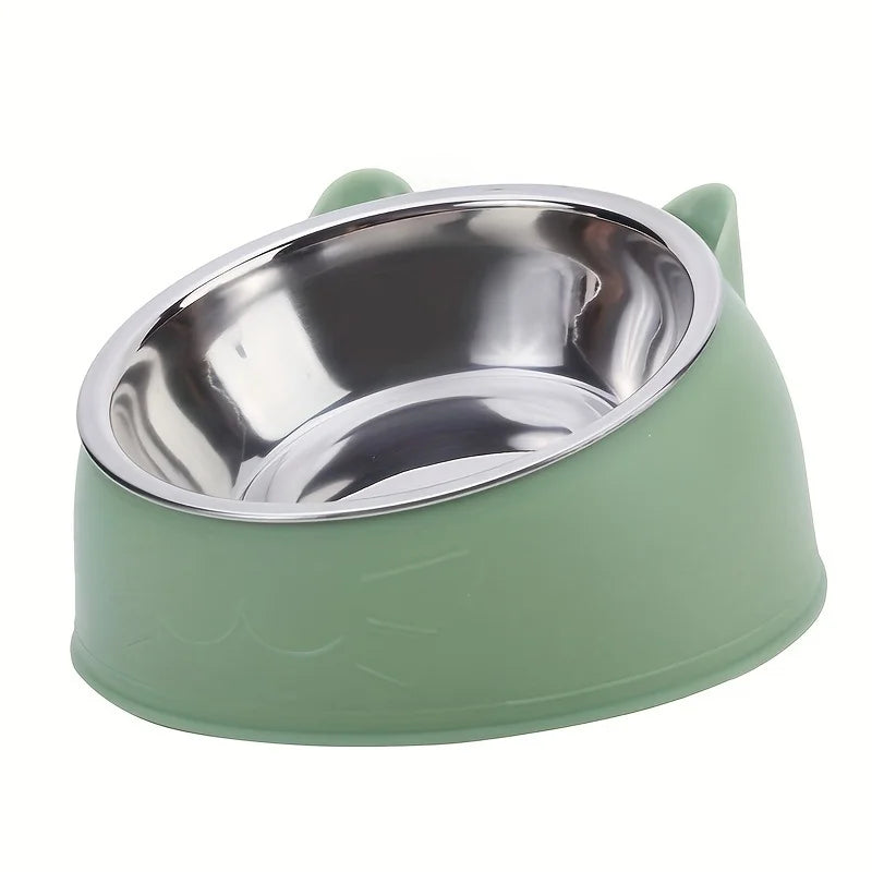 1Pc Stainless Steel Food Drinking Feeding Bowls, for Kitten Puppy Cats Dogs Daily Feeding, Durable Non-Slip Pet Feeder Supplies