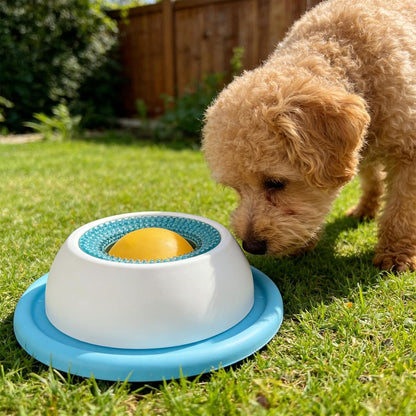 Dog Licking Bowl, Dog Lick Ball, Interactive Slow Feeder & Anxiety Relief Treat Dispenser with Non-Slip Base for Puppy Kitten Mental Stimulation.