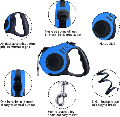 Retractable Dog Leash 16 FT Dog Walking Leash for Medium Large Dogs up to 110Lbs One Button Break & Lock Heavy Duty No Tangle