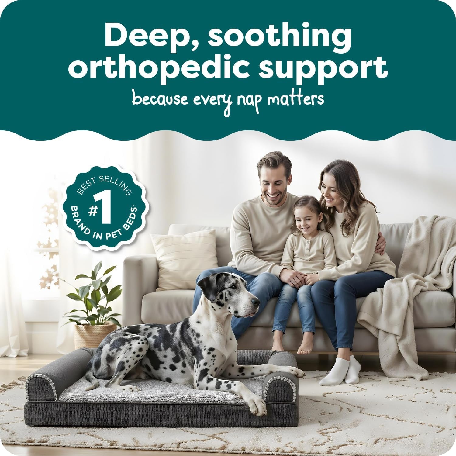 Orthopedic Dog Bed for Large Dogs, Sofa Contour Mattress with Solid Orthopedic Foam Slab for Joint Support, Removable Washable Cover, Jumbo plus XXL, Faux Fur, Charcoal